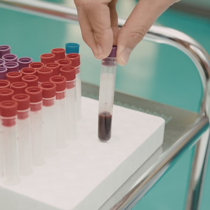 a person holding a test tub